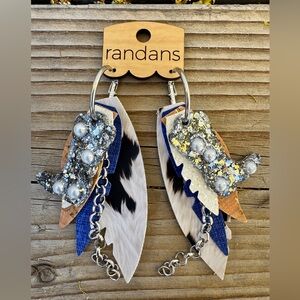 Randans Fringe Hoop Earrings w/ Boot & Pearl Detail – Western Boho